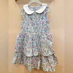 Janie and Jack Blue Floral Dress with White Collar